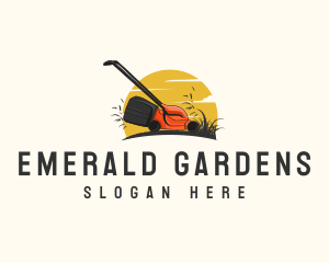 Sunset Lawn Care Gardening logo design