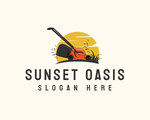 Sunset Lawn Care Gardening logo design