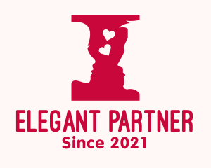 Red Couple Heart Silhouette logo design