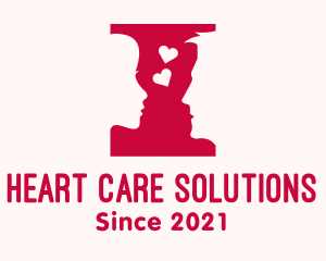 Red Couple Heart Silhouette logo design