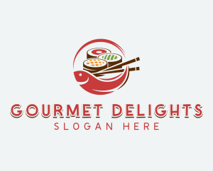 Fish Sushi Dining logo design