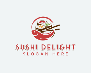 Fish Sushi Dining logo design