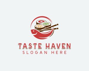 Fish Sushi Dining logo design