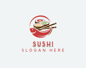 Fish Sushi Dining logo design