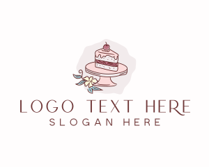 Slice - Cherry Cake Dessert logo design