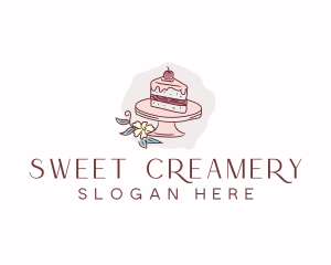 Cherry Cake Dessert logo design