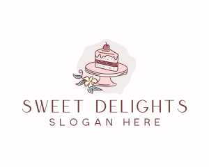 Cherry Cake Dessert logo design