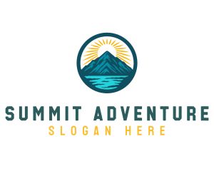 Climbing - Mountain lake Destination logo design