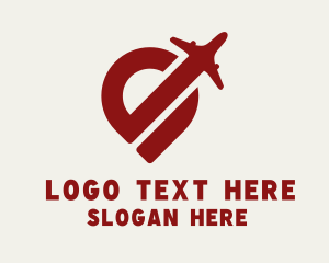 Airplane - Airplane Location Pin logo design