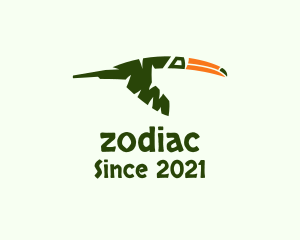 Tropical Bird - Flying Rainforest Toucan logo design