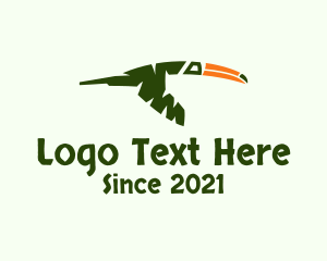 Tropical Bird - Flying Rainforest Toucan logo design