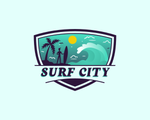 Travel Beach Surfing  logo design