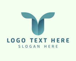 3d - Modern Plant Letter T logo design