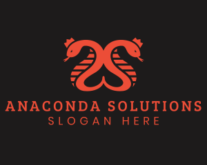 Anaconda - Snake Crown Letter S logo design