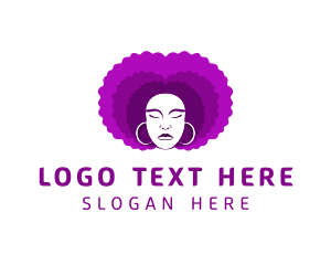 Woman - Purple Afro Woman logo design