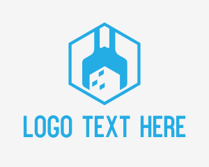 Diy - Wrench Building Hexagon logo design