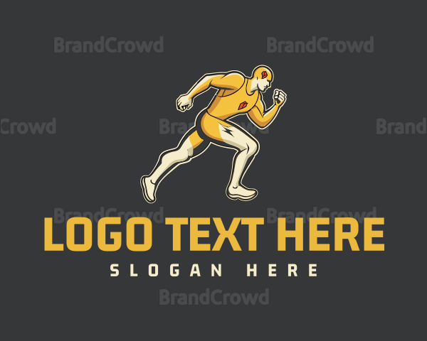 Running Superhero Mascot Logo