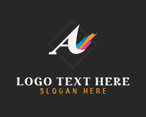 Letter A - Paint Brush Color Letter A logo design