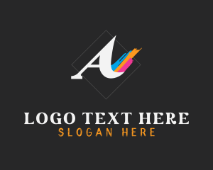 Artsy - Paint Brush Color Letter A logo design