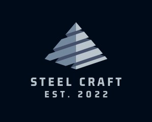 Steel - Metallic Steel Pyramid logo design