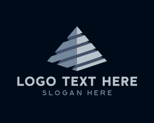 3d - 3D Metallic Pyramid logo design