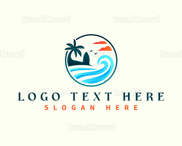 Beach Surfing Wave Logo