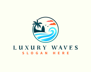 Beach Surfing Wave logo design