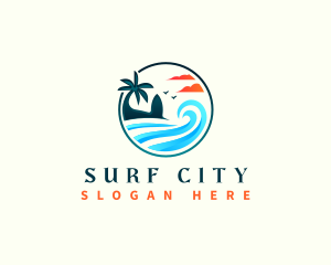 Beach Surfing Wave logo design