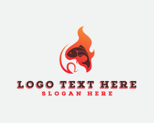 Flame - Fish Flame Grill logo design