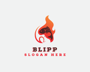 Pub - Fish Flame Grill logo design
