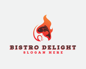 Fish Flame Grill logo design