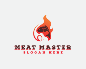 Fish Flame Grill logo design