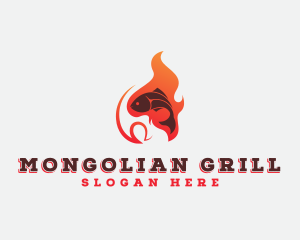 Fish Flame Grill logo design