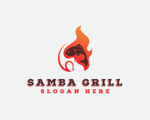 Fish Flame Grill logo design