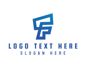 Letter F - Futuristic F Outline logo design