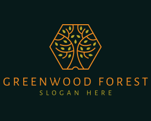 Gold Forest Tree logo design