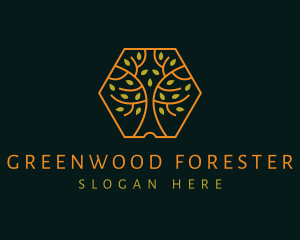 Gold Forest Tree logo design