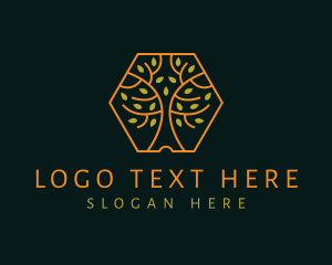 Log - Gold Forest Tree logo design