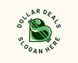 Dollar - Dollar Currency Heart logo design