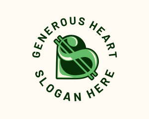 Dollar Currency Heart logo design