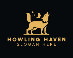 Howling - Yellow Moon Wolf logo design