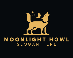 Yellow Moon Wolf logo design