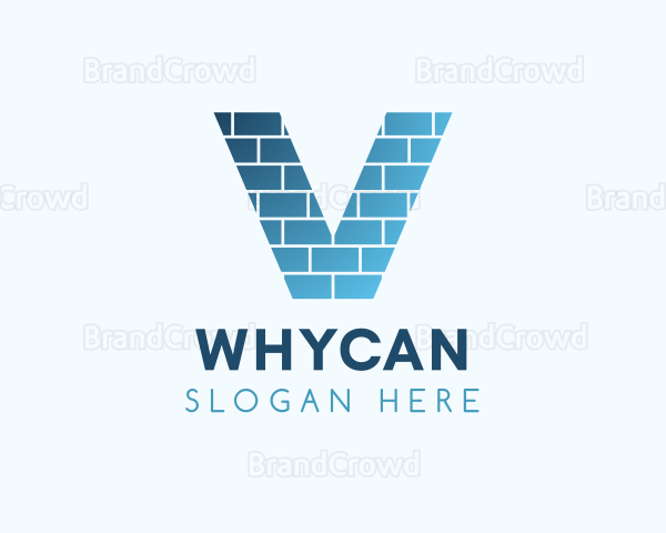 Gradient Brick Letter V Logo