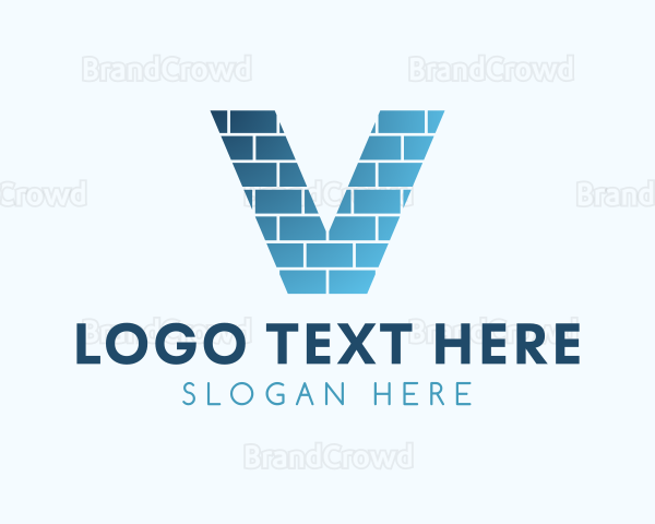 Gradient Brick Letter V Logo