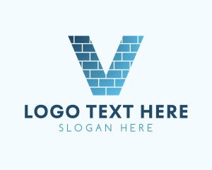 Brick - Gradient Brick Letter V logo design