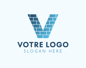 Gradient Brick Letter V logo design