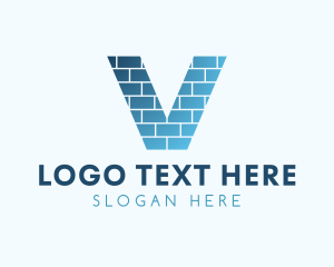 Gradient Brick Letter V Logo