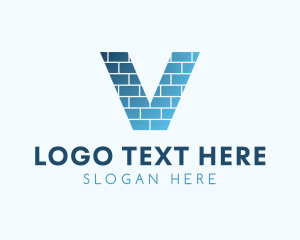 Contractor - Gradient Brick Letter V logo design