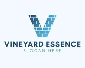 Gradient Brick Letter V logo design