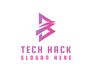 Hack - Technology Glitch Letter B logo design